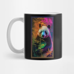 Panda Vibrant Tropical Flower Tall Digital Oil Painting Portrait Mug